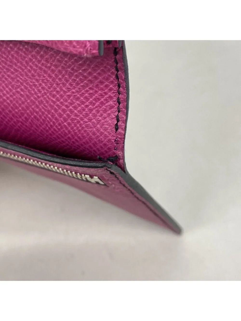 Hermes Wallet Bearn Soufflet Verso Veau Epsom Blue Indigo Rose Purple Silver